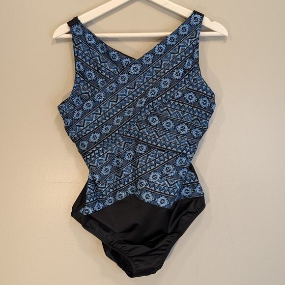 Miraclesuit Paillette Brio Printed One Piece Swimsuit Swim Pool Beach - Size 14 - Picture 1 of 9